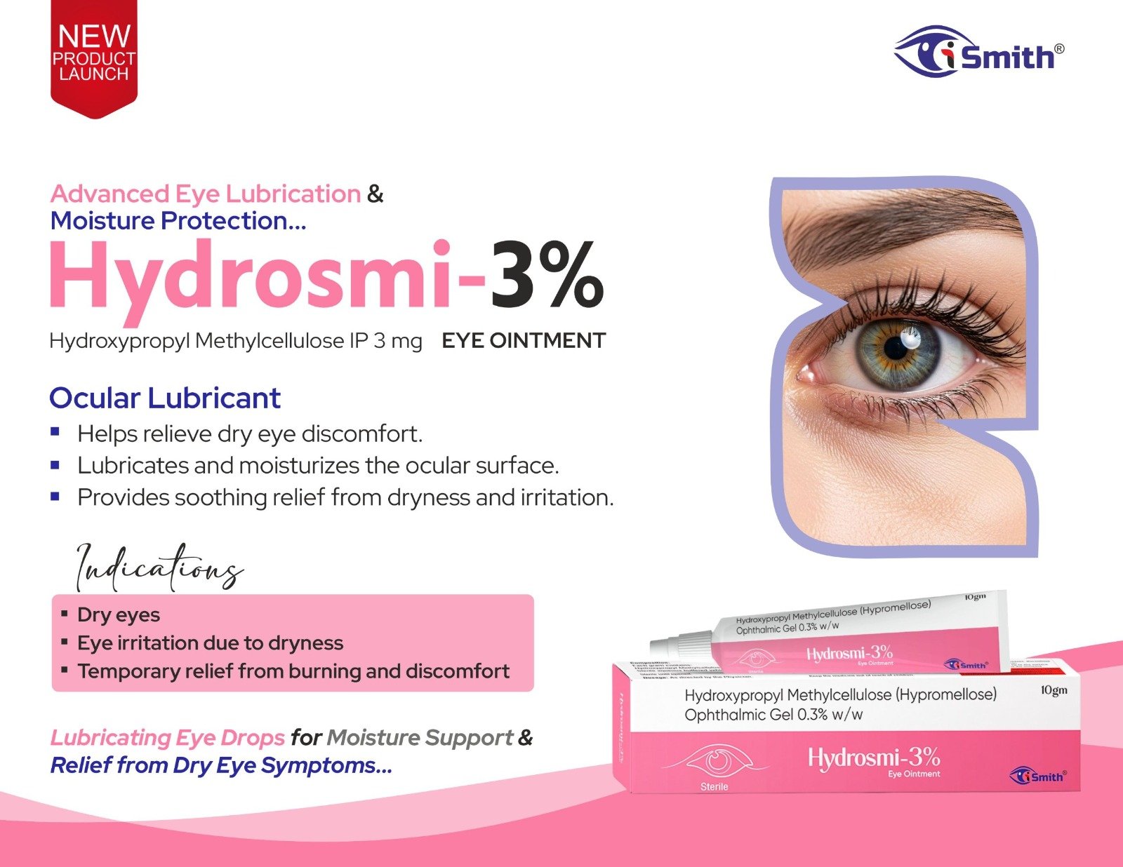 Hydrosmi-3% Eye Ointment - Hydroxypropyl Methylcellulose (Hypromellose) 0.3% w/w - Image 2